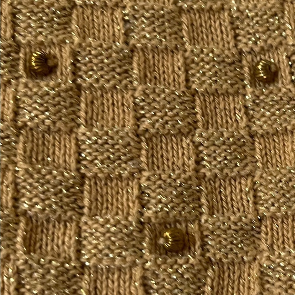 Vtg Lizsport Petite Knit Gold Metallic Vest Size S - Picture 7 of 12
